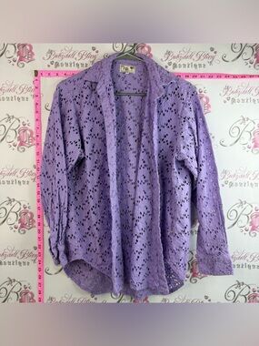 Mille resort & travel cardigan lilac Eyelet Open-Front Lavender Cardigan